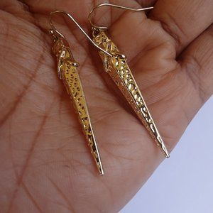 Gold Plated Dangle Trendy Spike Earrings